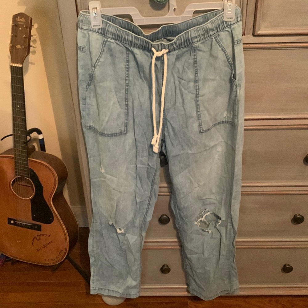 Aerie Drawstring Chambray Jean